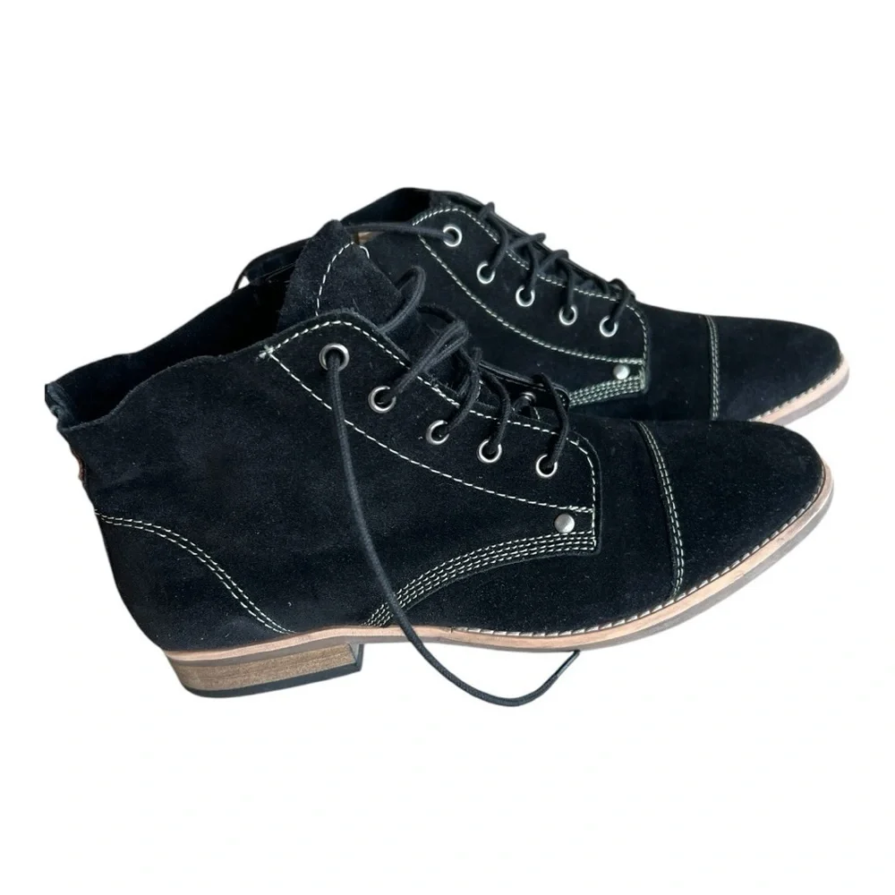 Diba Eli Black Suede Ankle Boots Size 9.5